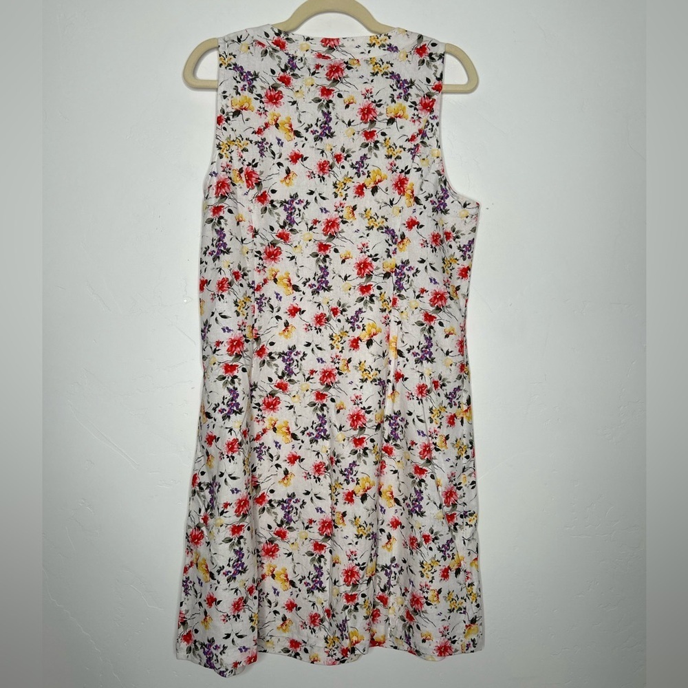 Chadwicks Floral Sleeveless Linen Blend Knee Length Dress Size 1X Summer Cruise - Picture 2 of 12